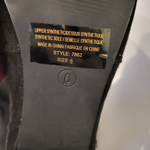 KNEE HIGH BOOTS - black heels stuart weitzman like silver zip back Sz 6 - Picture 5 of 7